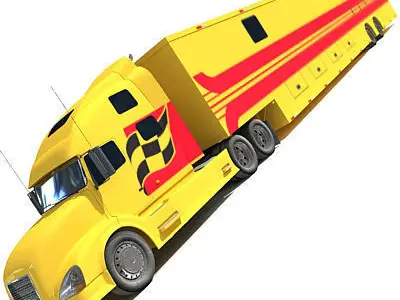 Yellow Race Car Transporter 3D model