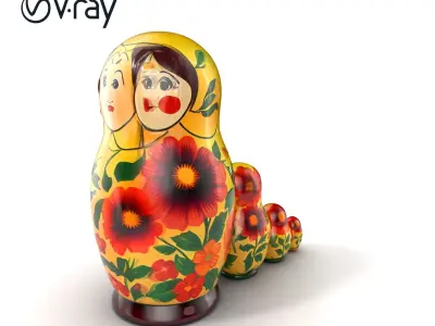 HandPainted Matryoshka Doll Collection model pack Low-poly 3D model