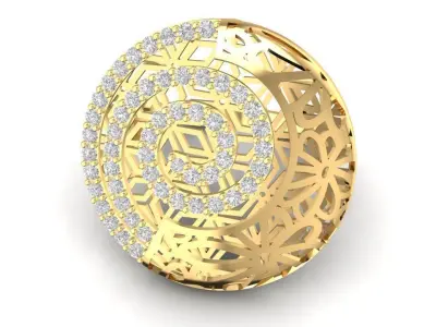 Filigree Spiral Diamond Gold Cocktail Ring 2037 3D print model