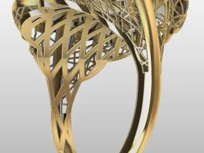 Elegant Floral Organic Gold Ring Design  Size 7 US  Modern Style 3D print model