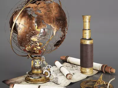 Steampunk Traveler Set 3D model