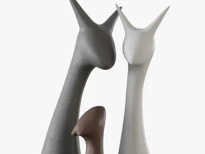 Family of deer 3D model