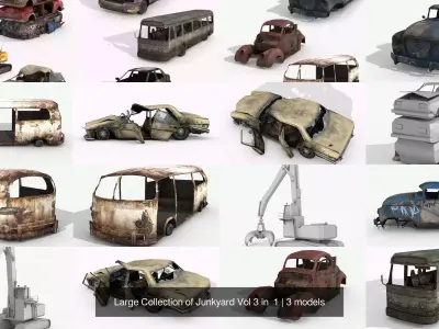 Large Collection of Junkyard Vol 3 in  1 3D Model Pack