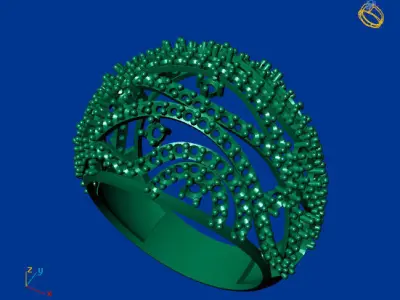 Women Stone Rings Diamond 3D print model 10