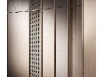 Cabinet fronts Furniture wardrobe rattan wood fabric 3D model