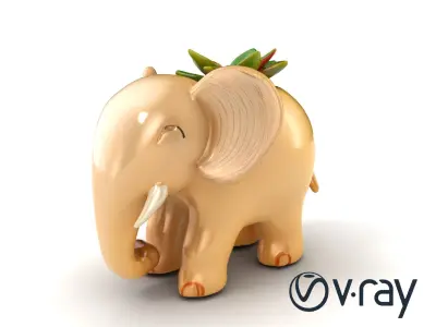 Whimsy Elephant Planter Decorative Model Pack Low-poly 3D model