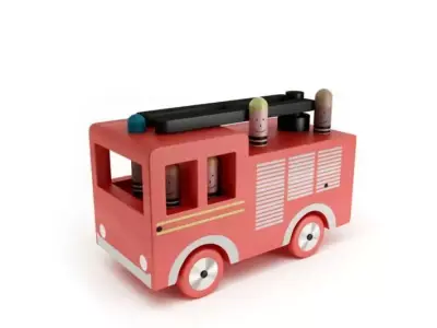 Red Wooden Childrens Fire Engine 3D model
