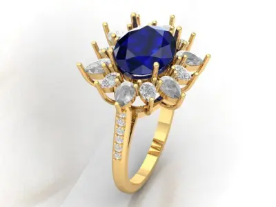 Oval Wedding Ring For Women  3D print model