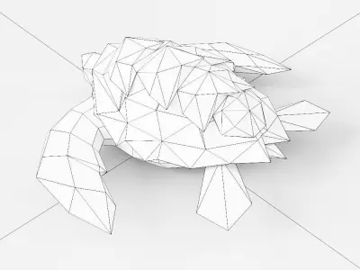 Turtle 3d model with hat Low-poly 3D model