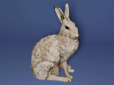 Realistic Hare Statue Low-poly 3D model