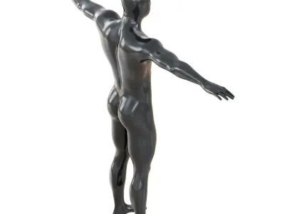 Athletic black mannequin T-pose 167 3D model