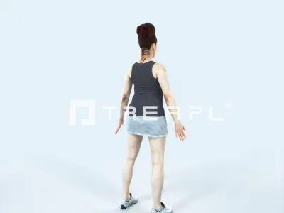 Yearn 01C Animated Rigged Sports Woman Low-poly 3D model