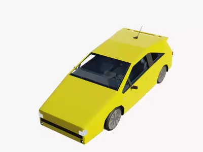 Yellow car lowpoly Low-poly 3D model