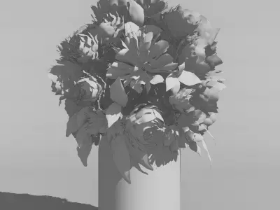 Bouquet of flowers peonies in a vase 3D model