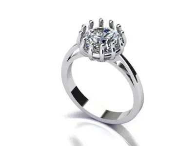 High Detail 8 Prong Cathedral Solitaire Ring Moissanite Diamond 3D print model