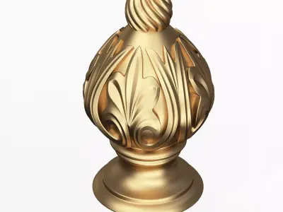 Carved Finial Knob 04 Low-poly 3D model