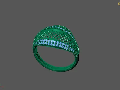 Women Ring With Stone Diamond Ready STL 3DM Models Womens Rings 3D print model 2