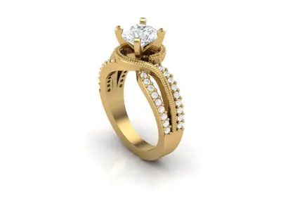 Milgrain Twisted Solitaire 3D print model