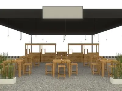 tent cafe tenda Free low-poly 3D model