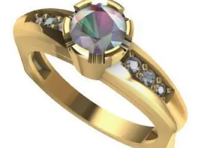 Women solitaire ring 3dm stl render detail 3D print model Free 3D print model