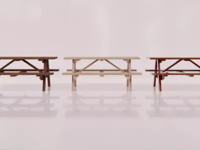 Picnic Table 3 colors Low-poly 3D model