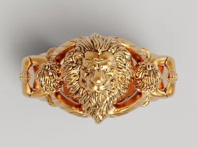 Lion and praying baby angel Silver Gold  Print 3D print model