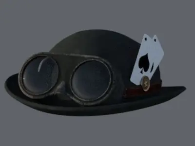 Hat old Card style Low-poly 3D model