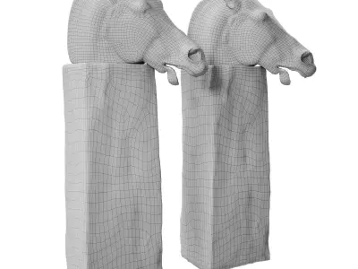 Horse head sculpture pedestal 3D model