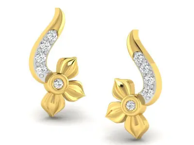 Solitaire Women Earring 3D print model 6