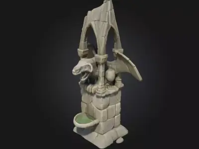 Gargoyle Fountain  Gothic Elegance with a Mystical Touch 3D model