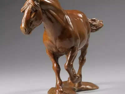 Dynamic Bronze Horse Realistic Animal Sculpture  Low-poly 3D model