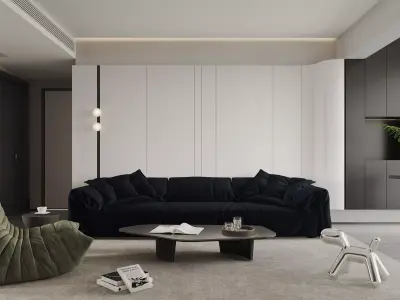 Modern living room dining room interior scenes 496 3D model