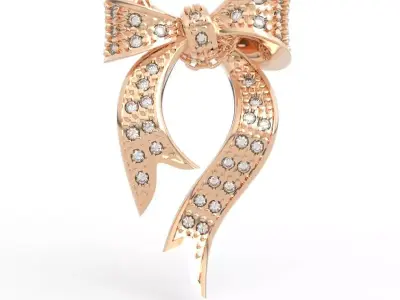 Stunning Pave Diamond Bow Necklace 3D print model