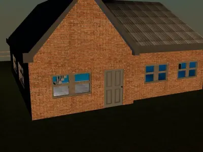 3 ROOMS  HOUSE Low-poly 3D model