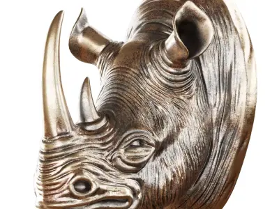 Rhinoceros head on the wall 3D model