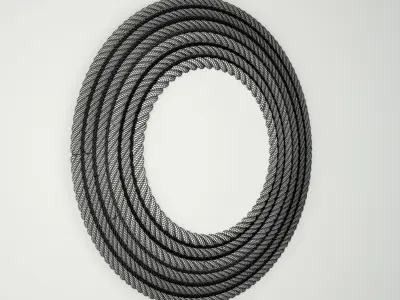Large Round Jute Wall Mirror 3D model