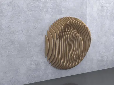 Parametric Circular Wavy Wooden Panels  3D model