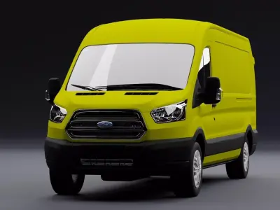 Transit Van Long Truck Yellow 3D model