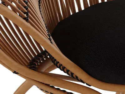 Aro Outdoor Lounge Chair With Black Cushion 3D model