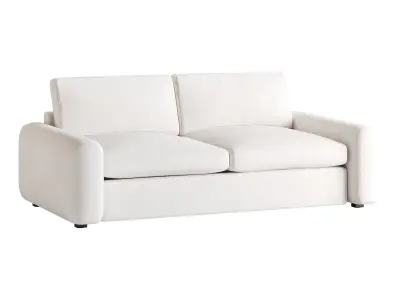 WHITE PERFORMANCE FABRIC APARTMENT SOFA 3D model