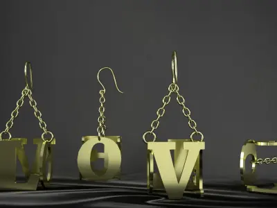 earrings love 3D model