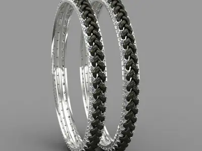 Diamond gold bangles jewelry for woman 3D print model