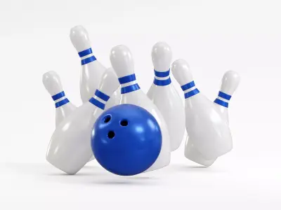 Bowling pins with ball Low-poly 3D model