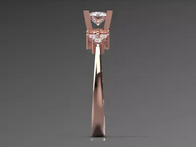 Rose Gold Luxury Engagement Ring with Diamonds Model sr0092 3D print model
