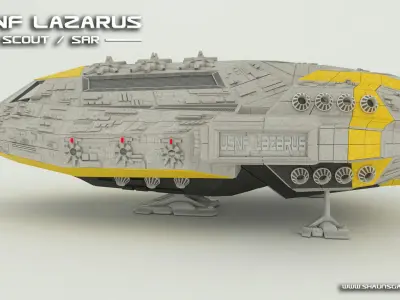 USNF Lazarus Spaceship with full Interior Low-poly 3D model
