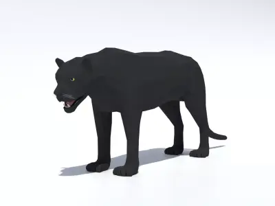Low Poly Black Panther Low-poly 3D model