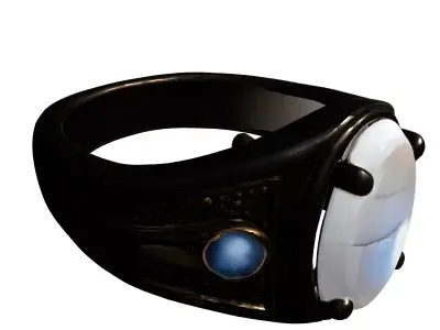 Gold Moonstone Gemstone Signet Ring Low-poly 3D model