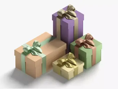 Gift boxes set - 4 box shapes Low-poly 3D model