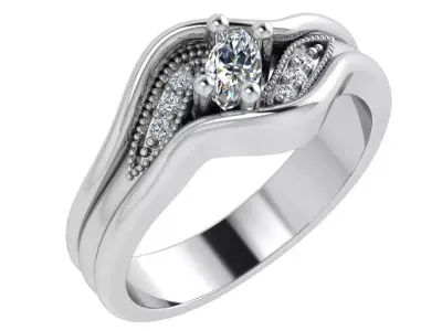 Diamond Milgrain Ring 4456 3D print model