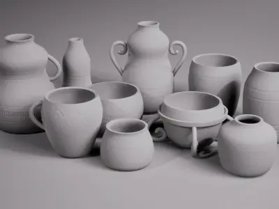 LP - PBR Pottery Pack Vol 02 Low-poly 3D model